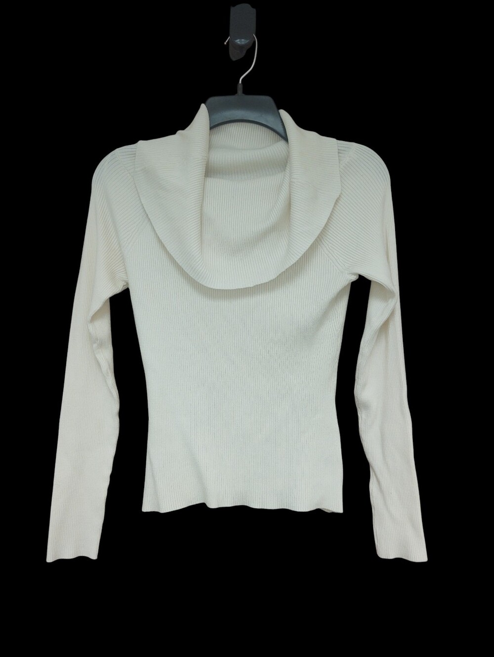 Intempo Cream Ribbed Cowl Neck Sweater Size S